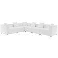 thumbnail image 1 of Modway Saybrook 6-Piece Modern Fabric Outdoor Patio Sectional Sofa in White, 1 of 6
