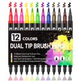 thumbnail image 2 of Double Tip Brush Pens Art Markers 12 Point Drawing Pens Quick Dry Pens Smooth Writing Pens Ideal Office Supplies Gift Pens Cute for Drafting, Engineering, Architecture Professionals, 2 of 9