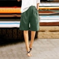 thumbnail image 2 of Penkiiy Bermudas en Lin à Cordon pour Femmes Taille Élastique Été Coton Court 2TG Vert, 2 of 9