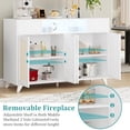 thumbnail image 4 of Sideboard Buffet Cabinet, 4 Rattan Doors 2 Drawers Accent Storage Cabinet, Console Table Coffee Bar w/Power Outlet & LED Light, Adjustable Shelves for Dining Living Room, 4 of 7