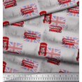 thumbnail image 2 of Soimoi Gray Georgette Viscose Fabric London Theme Architectural Printed Fabric 1 Yard 42 Inch Wide, 2 of 3