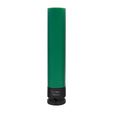 Graflsoa ZK-231 Extended 19mm Wheel Nut Socket with Nylon Sleeve, Hex Drive for Rim Protection, Green Chrome-Moly Steel Tool