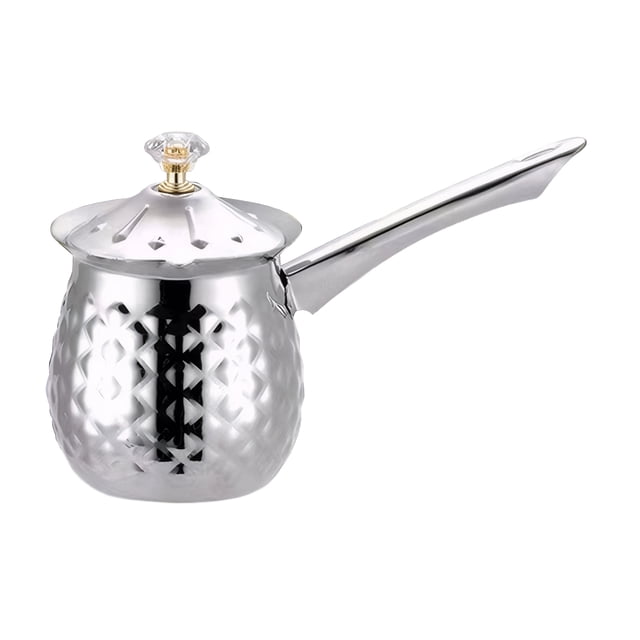 tredstone Casserole Turque en Acier Inoxydable Tasses et Mugs Chauds Tasse Oreille Turque Tasses à Café Turc Ensemble de 6 Ensemble de Café Argent 600 ml