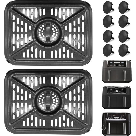 Air Fryer Grill Pan for Ninja 550 DZ401 Foodi 10 Quart 6 in 1 DualZone XL 2 Baskets Air Fryer, Replacement Air Fryer Crisper Plate Grill Plate Tray Accessories, Dishwasher Safe
