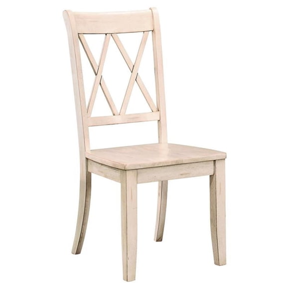 Lexicon Janina Contemporary Wood Dining Room Side Chairs, White and Pine Veneer, Set of 2