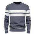 thumbnail image 1 of Yuyuzo Chandail pour Homme Hiver à Manches Longues Col Ras du Cou Chandails Unisexe à Rayures Coupe Ample Thermique Chaud, 1 of 4