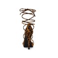 thumbnail image 2 of BLISSFUL STEP Sandales pour Femmes Talons Aiguilles Talons Plateforme Sandales à Lacets Léopard 7,5, 2 of 8