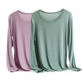 thumbnail image 1 of Timegard Hauts pour Femmes Grande Taille2 Pcs Décontracté Ample Confortable Haut de Pyjama Blouse Col Rond Manches Longues Chandails, 1 of 2