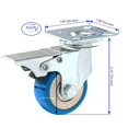 thumbnail image 4 of MegaDeal Caster Swivel Plate w/ Brake On Blue Polyurethane Wheels 2" w/ Brake, 12 Pack, 4 of 4