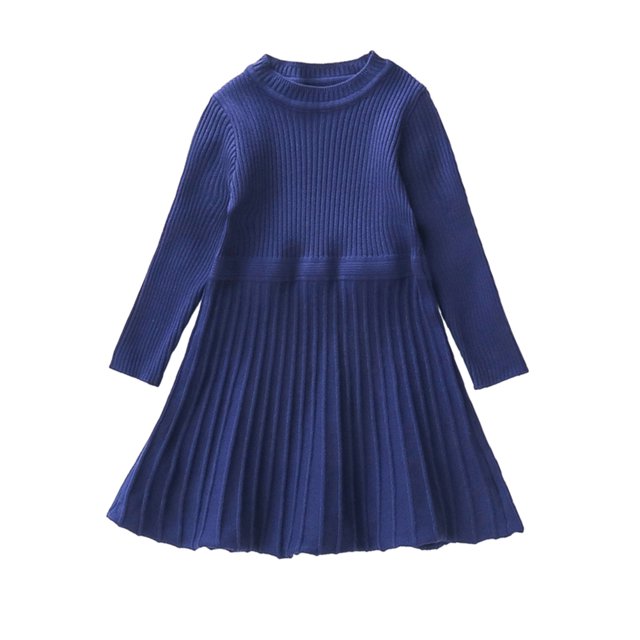 QUDDERR Robe Chandail Tricotée pour Filles de 1 à 9 Ans, Robe d'Automne Hiver Chaude pour Enfants, Robe Princesse à Manches Longues à Volants pour Bébé