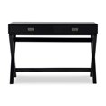 thumbnail image 3 of Linon Peggy Two Drawer Writing Desk with X Frame Legs in Black Painted Wood, 3 of 16