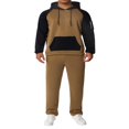 thumbnail image 1 of Men‘s Fitness Sports Pants Set Contrast Color Patchwork Drawstring Hooded Large Pocket Sweater + High Stretch Pants, 1 of 9