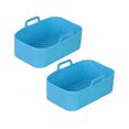 thumbnail image 1 of serony Air Fryer Baking Plate High Temperature Rectangle Non-Fading Liner Reusable Silicone Basket Kitchen Barbecue Cake Tool Blue 2Pcs, 1 of 6