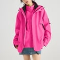 thumbnail image 2 of Sentmoon Ski Jacket Women Oversized Hooded Neck Long Sleeve Womens Winter Coat Zipper Solid Color Windproof Waterproof Women Clothes with Pockets Fall and Winter Soft and Comfortable for Sports, 2 of 8