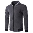 thumbnail image 1 of Liyamei Men's Fall/winter Stand-up Collar Solid Color Plaid Zipper Sweater Baseball Uniform Sports Suit, 1 of 5