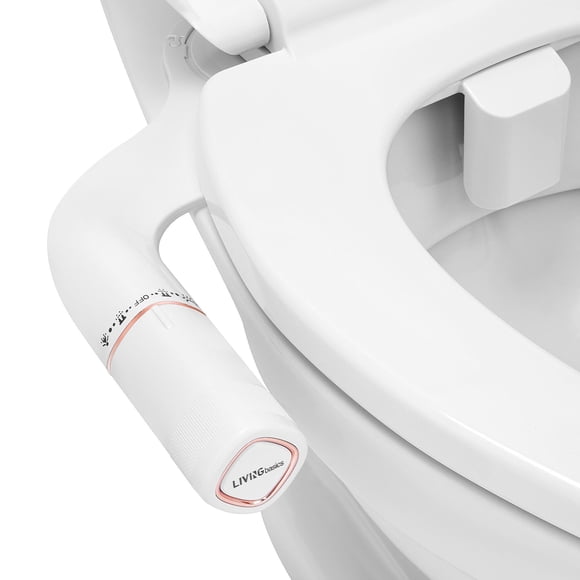 Tolilet Bidet Attachment Self-Cleaning Dual Nozzles, Ultra-Slim Toilet Seat Bidet for Frontal & Rear Wash, Adjustable Water Pressure