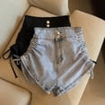 thumbnail image 4 of facefd Shorts Rétro Mode Urbaine d'Été pour Femme, Pantalon de Loisirs Taille Haute, Tenue Résistante à l'Usure, Bleu S, 4 of 9