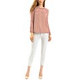 thumbnail image 2 of INSPIRE CHIC Blouses Décontractées pour Femmes à Col Rond en Dentelle Florale à Manches Longues en Chiffon Hauts TP Rose Foncé, 2 of 8