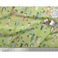 thumbnail image 2 of Soimoi Green Modal Satin Fabric Crowd Theme Human Figure Print Fabric by Yard 42 Inch Wide, 2 of 5