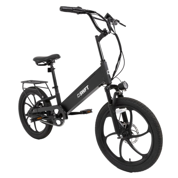 SWFT R.X Vélo Électrique Léger pour Adultes - Autonomie Maximale de 25 Miles, Vitesse Maximale de 20 Mph, Pneus de 20”, Assistance au Pédalage à 3 Niveaux, Écran LED, Vélo Électrique Noir