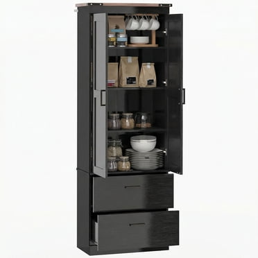 HOMCOM 67" Tall Kitchen Pantry Cabinet with Adjustable Shelves, Black