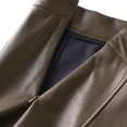 thumbnail image 4 of Besolor Jupe Midi Évasée Classique Taille Haute Longueur Genou pour Femme, Cuir, Extensible, 4 of 5