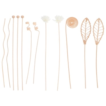 KAKOWELY Bâtons d'Huile Parfumés 12 Pcs Bâtons Diffuseur d'Arômes Fleur en Rotin Naturel Ensemble de Parfums de Remplacement Déco Maison 11.81"X2.09"X2.09 Pouces