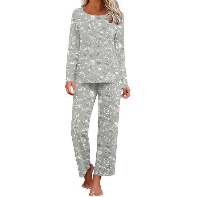 TopLLC Ensembles de Pyjama Ensembles de Détente pour Femmes, Vêtements de Nuit pour Femmes T-Shirt de Nuit à Imprimé à Col Rond à Manches Courtes et Ensembles de Pantalons Vêtements de Détente Pyjamas avec Poches Ensembles de Pyjama