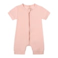 thumbnail image 1 of WEIYLL Boys Rompers Zipper Short Sleeve Sleeper Solid Color Summer Crew Neck Pink Kids Clothing for 18-24 Months, 1 of 3