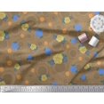 thumbnail image 1 of Soimoi Brown Poly Georgette Fabric Circle,Leaves & Floral Hand Drawn Print Fabric by the Yard 52 Inch Wide, 1 of 2