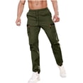 thumbnail image 3 of Styesk Men's Pants Men's Solid Color Casual Elastic Waistband Drawstring Pocket Workwear Pants, 3 of 9