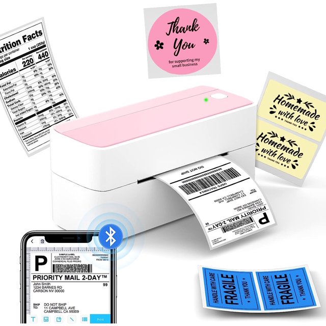 Bluetooth Thermal Printer - Shipping Label Printer, 4x6 Wireless Label Maker, High Speed 150mm/s Etiqueteuse for Small Business Compatible with CanadaPost, USPS, UPS