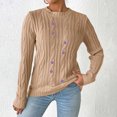 thumbnail image 2 of Rbaofujie Chandails pour Femmes Hiver Ample Uni Chandail Manches Longues Col Rond Haut Chandail Kaki Chandails pour Femmes Tendance, 2 of 6