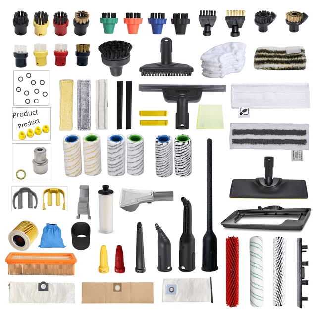 Ensemble d'Accessoires Combinés Brosse Ronde Grande et Petite Brosse Ronde pour la Série Kach Karcher SC. Comprend une Grande Brosse Ronde et Deux Petites Brosses en Noir et Jaune, Conçu pour des Tâches de Nettoyage Polyvalentes. Compatible avec les Nettoyeurs à Vapeur de la Série Karcher SC, Convient aux Zones de 150 Mètres Carrés Ou Plus. Fabriqué avec des Matériaux Durables pour une Utilisation à Long Terme.