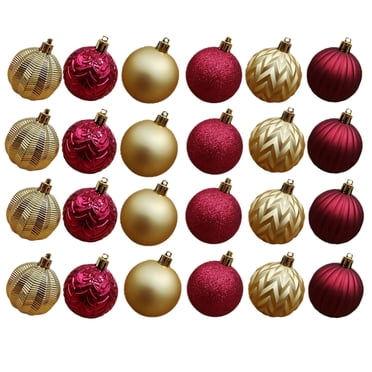 Holiday Time 24 Count Shatterproof Ornaments-Red/Gold