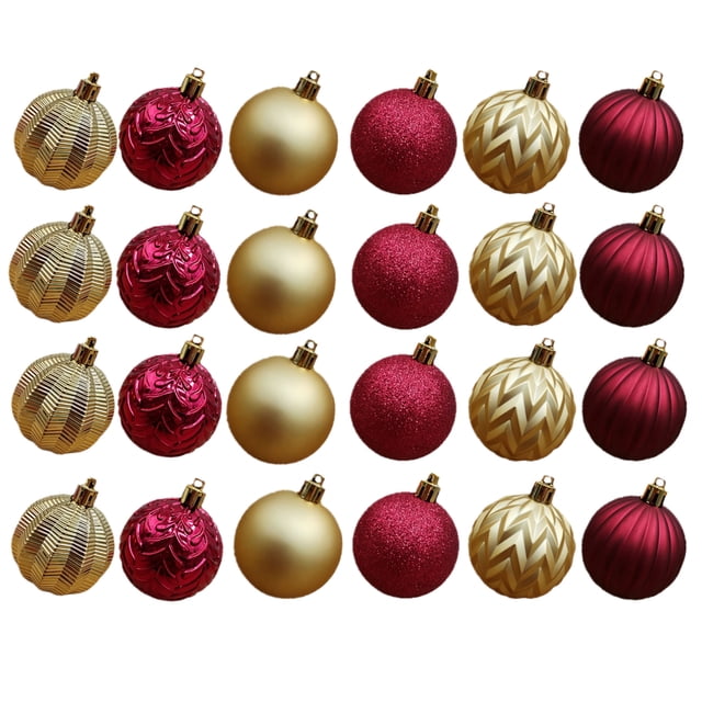 Décorations incassables Holiday Time, 24 unités, rouge/doré