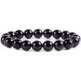 thumbnail image 1 of Angelstones Bracelet Extensible Unisexe en Perles Rondes de 10 mm en Tourmaline Noire Naturelle, 1 of 2