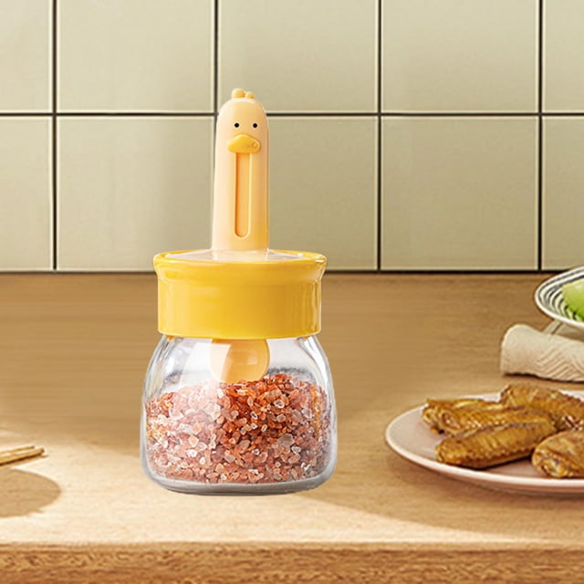 Distributeur d'Épices Pot à Condiments Bocal de Cuisine pour Camping Restaurant Famille Jaune