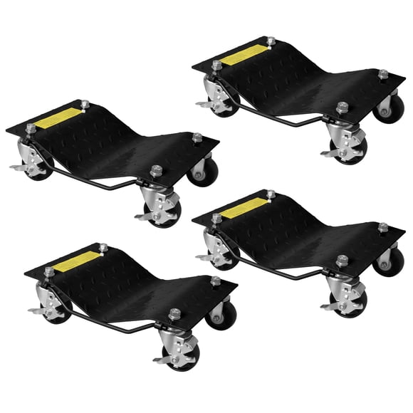 GOGRANT Wheel Dollies Set of 2 or 4, 1500-2000LBS Per Dolly Heavy Duty Car Tire Dolly with Brakes, Anti-Slip Steel Platform for Garage Workshop