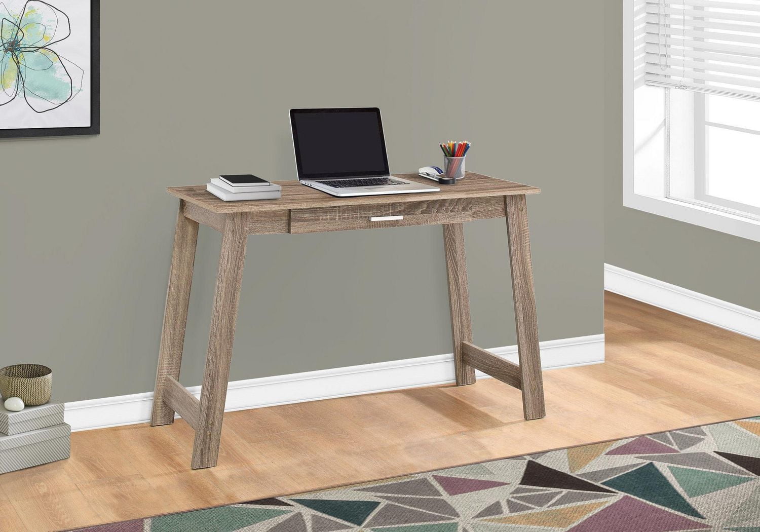 Monarch Specialties Computer Desk, Home Office, Laptop, Storage Drawers, Work, Laminate, Brown, Contemporary, Modern
