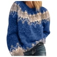 thumbnail image 1 of Manches Longues pour Femmes Mode Femmes Manches Longues Imprimé Léopard Patchwork Tricoté Chandail Chaud, 1 of 4