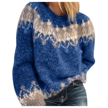Long Sleeve for Women Fashion Women Long Sleeve Leoaprd Print Patchwork Knitted Warm Sweater