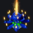 thumbnail image 1 of LAICAIW Romantic Music Birthday Candle Two Layers with 14 Small Candles Musical Lotus Rotating Happy Birthday Flower Candle (Blue), 1 of 4
