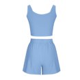 thumbnail image 4 of Womens Short Sets 2 Piece Outfits New Fashion 2 Piece Ribbed Crop Tank Tops and Shorts Tracksuit Set Beach Vacation Trendy 2025 Summer Outfits High Waisted Shorts Matching Workout Sets Light Blue L, 4 of 8