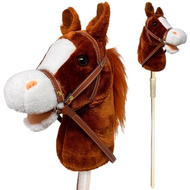 Stick Horse | Plush Handcrafted Hobby Horse | Stick Pony for Toddlers & Preschoolers | with Sound Effects | Chestnut Red Color