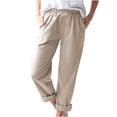 thumbnail image 1 of VEKDONE Womens Cotton Linen Long Pants Khaki M, 1 of 4