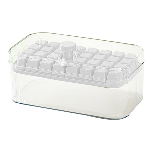 Ice Cube Tray with Lid and Bin Ice Trays, Ice Cubes Tray with Lid and Bin,32 Pcs Square Ice Cubes Molds with Ice Scoop,Easy Release & Save Space, Ice Cubes Storage Container Set