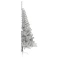 thumbnail image 2 of vidaXL Artificial Half Christmas Tree with Stand Silver 150 cm PET, 2 of 5
