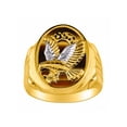 thumbnail image 1 of RYLOS Men's Rings 14K Yellow Gold Ring Designer Patriotic Eagle USA Ring With Diamonds and Tiger Eye Rings For Men Size 12, 1 of 6