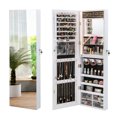 thumbnail image 1 of Gymax Wall Mounted Jewelry Cabinet with Full-Length Mirror and 3-Color LED Lights, White, 1 of 10